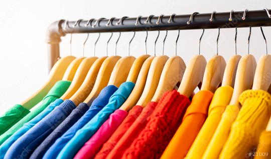 Colors of rainbow LGBT. Variety of casual clothes on wooden hangers  : Stock Photo or Stock Video Download rcfotostock photos, images and assets rcfotostock | RC Photo Stock.: