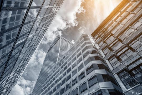 Common modern business skyscrapers, high-rise buildings, architecture raising to the sky, sun  : Stock Photo or Stock Video Download rcfotostock photos, images and assets rcfotostock | RC Photo Stock.: