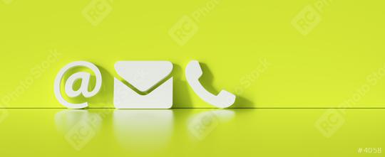 Contact Methods. Close-up Of A Phone, Email and Post Icons Leaning On green Wall  : Stock Photo or Stock Video Download rcfotostock photos, images and assets rcfotostock | RC Photo Stock.: