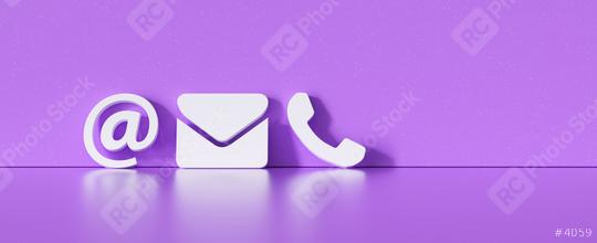 Contact Methods. Close-up Of A Phone, Email and Post Icons Leaning On purple Wall  : Stock Photo or Stock Video Download rcfotostock photos, images and assets rcfotostock | RC Photo Stock.: