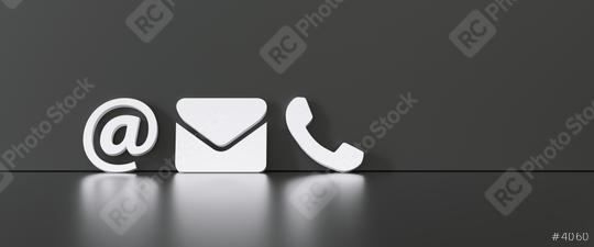 Contact Methods. Close-up Of A Phone, Email and Post Icons Leaning On black Wall  : Stock Photo or Stock Video Download rcfotostock photos, images and assets rcfotostock | RC Photo Stock.: