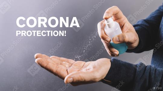 Coronavirus. man cleaning hands at the office. with alcohol spray for corona virus. spraying alcohol gel or antibacterial spray sanitizer to portect covid 19  : Stock Photo or Stock Video Download rcfotostock photos, images and assets rcfotostock | RC Photo Stock.: