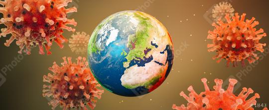 Coronavirus Sars-CoV-2 Covid-19 with planet earth concept as panorama header - 3D Rendering  : Stock Photo or Stock Video Download rcfotostock photos, images and assets rcfotostock | RC Photo Stock.: