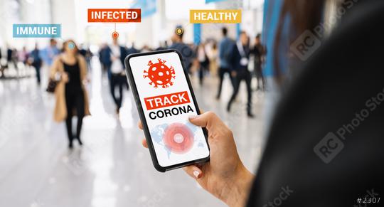 coronavirus tracker app on a mobile smartphone. Close up of woman tracking crowd of people in a smartphone screen application. Hand holding smart device. Mockup website. covid-19 corona virus tracker  : Stock Photo or Stock Video Download rcfotostock photos, images and assets rcfotostock | RC Photo Stock.: