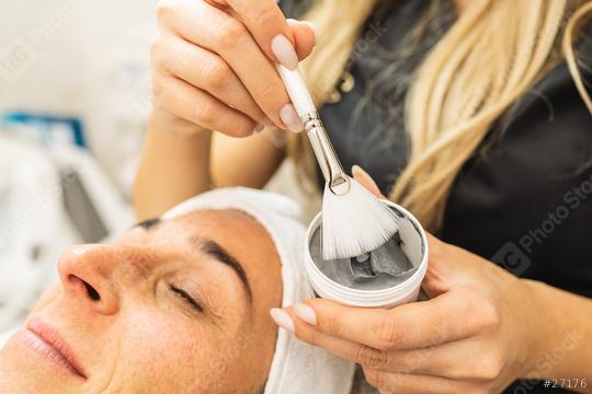 cosmetologist preparing zinc mask on face on the cosmetology salon.  : Stock Photo or Stock Video Download rcfotostock photos, images and assets rcfotostock | RC Photo Stock.: