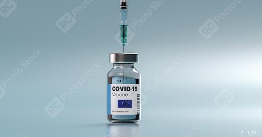 COVID-19 Coronavirus mRNA Vaccine and Syringe with flag of Europe on the label. Concept Image for SARS cov 2 infection pandemic  : Stock Photo or Stock Video Download rcfotostock photos, images and assets rcfotostock | RC-Photo-Stock.: