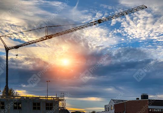 crane at sunset against clouds  : Stock Photo or Stock Video Download rcfotostock photos, images and assets rcfotostock | RC Photo Stock.: