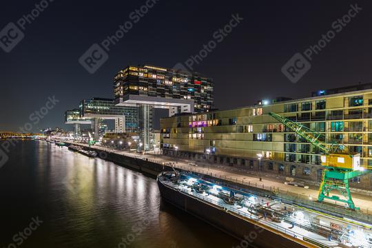 crane house buildings at night in cologne  : Stock Photo or Stock Video Download rcfotostock photos, images and assets rcfotostock | RC Photo Stock.: