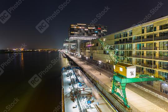 crane house buildings at night in cologne city  : Stock Photo or Stock Video Download rcfotostock photos, images and assets rcfotostock | RC Photo Stock.: