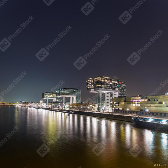 crane houses at night in cologne  : Stock Photo or Stock Video Download rcfotostock photos, images and assets rcfotostock | RC Photo Stock.: