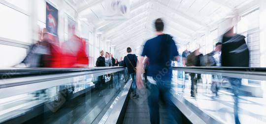 crowd of anonymous blurred people on a escalator at a trade show  : Stock Photo or Stock Video Download rcfotostock photos, images and assets rcfotostock | RC Photo Stock.: