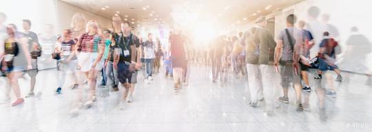 Crowd of anonymous people walking on trade show  : Stock Photo or Stock Video Download rcfotostock photos, images and assets rcfotostock | RC Photo Stock.:
