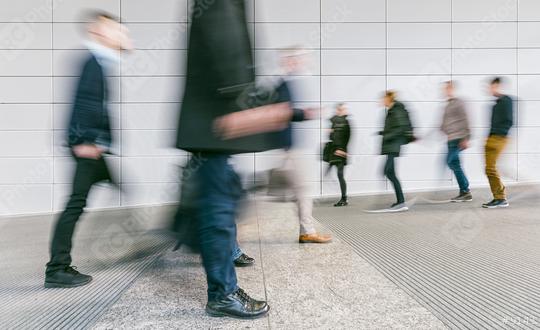 crowd of blurred people walking in a futuristic corridor  : Stock Photo or Stock Video Download rcfotostock photos, images and assets rcfotostock | RC Photo Stock.: