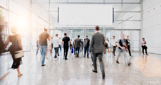 Crowd under blank billboard on trade fair, with copyspace for your individual text.  : Stock Photo or Stock Video Download rcfotostock photos, images and assets rcfotostock | RC Photo Stock.: