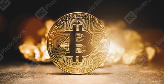 cryptocurrency Bitcoin and mound of gold - Business concept image  : Stock Photo or Stock Video Download rcfotostock photos, images and assets rcfotostock | RC Photo Stock.:
