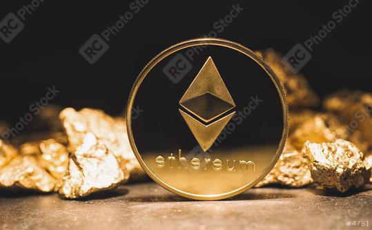 cryptocurrency Ethereum and a mound of gold nuggets - Business concept image  : Stock Photo or Stock Video Download rcfotostock photos, images and assets rcfotostock | RC Photo Stock.: