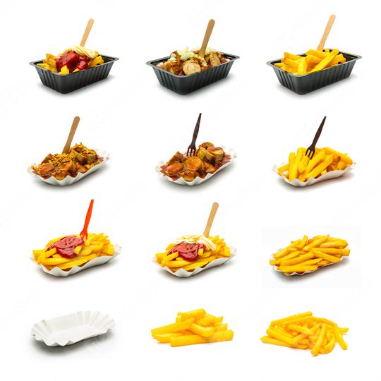 currywurst and french fries set collage   : Stock Photo or Stock Video Download rcfotostock photos, images and assets rcfotostock | RC Photo Stock.: