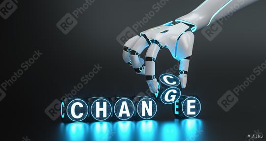 cyborg robot hand changes text cube from change to chance - ai concept image  : Stock Photo or Stock Video Download rcfotostock photos, images and assets rcfotostock | RC Photo Stock.: