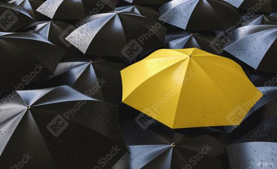 Different, unique and standing out of the crowd yellow umbrella with rain drops  : Stock Photo or Stock Video Download rcfotostock photos, images and assets rcfotostock | RC Photo Stock.: