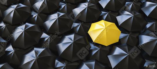 Different, unique and standing out of the crowd yellow umbrella  : Stock Photo or Stock Video Download rcfotostock photos, images and assets rcfotostock | RC Photo Stock.: