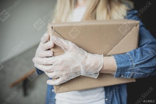 Dispatch postman bring parcels and post in covid 19 quarantine to the front home door with a face mask ffp 2 and protection gloves  : Stock Photo or Stock Video Download rcfotostock photos, images and assets rcfotostock | RC Photo Stock.: