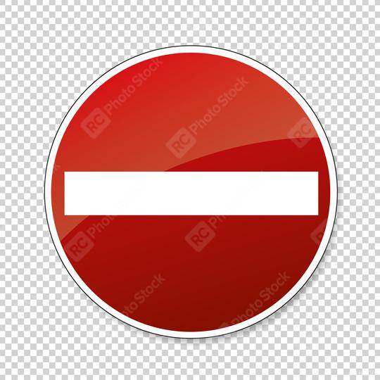 Do not enter blank sign. German traffic sign Warning red circle icon of entry on checked transparent background. Vector illustration. Eps 10 vector file.  : Stock Photo or Stock Video Download rcfotostock photos, images and assets rcfotostock | RC Photo Stock.: