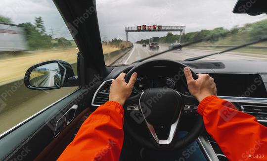 Driving car at a rainy day on a highway - POV, first person view shot  : Stock Photo or Stock Video Download rcfotostock photos, images and assets rcfotostock | RC Photo Stock.: