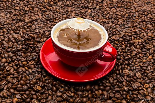 Drop of milk falling into coffee cup  : Stock Photo or Stock Video Download rcfotostock photos, images and assets rcfotostock | RC Photo Stock.: