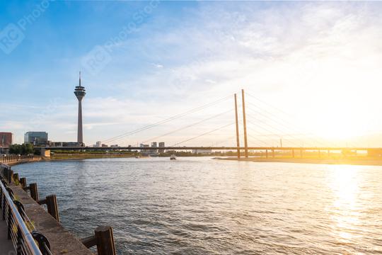 Duesseldorf skyline at sunset at the rhine river  : Stock Photo or Stock Video Download rcfotostock photos, images and assets rcfotostock | RC Photo Stock.: