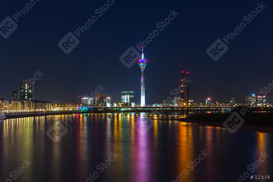 Dusseldorf at night on the rhine river  : Stock Photo or Stock Video Download rcfotostock photos, images and assets rcfotostock | RC Photo Stock.: