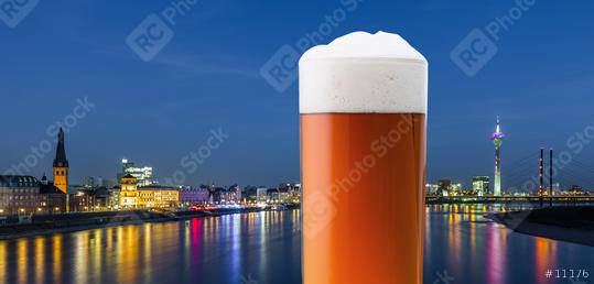 Dusseldorf city skyline with old beer in a glass  : Stock Photo or Stock Video Download rcfotostock photos, images and assets rcfotostock | RC Photo Stock.: