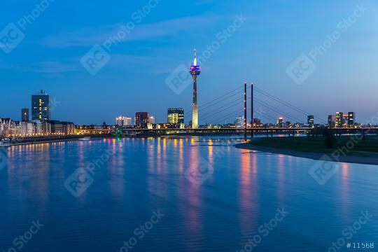 Dusseldorf cityscape at blue hour night  : Stock Photo or Stock Video Download rcfotostock photos, images and assets rcfotostock | RC Photo Stock.: