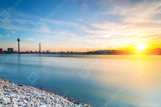 Dusseldorf cityscape at sunset at the rhine shore  : Stock Photo or Stock Video Download rcfotostock photos, images and assets rcfotostock | RC Photo Stock.: