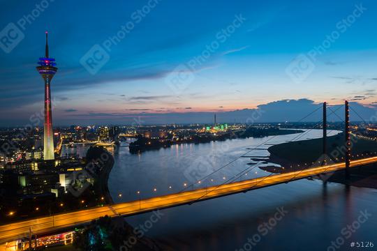 Dusseldorf cityscape sykline view at night  : Stock Photo or Stock Video Download rcfotostock photos, images and assets rcfotostock | RC Photo Stock.:
