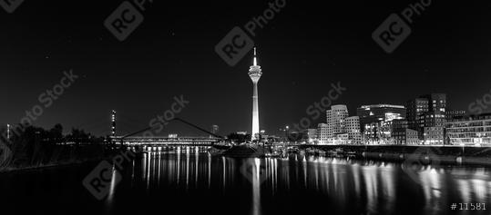 Dusseldorf night panorama in black and white  : Stock Photo or Stock Video Download rcfotostock photos, images and assets rcfotostock | RC Photo Stock.: