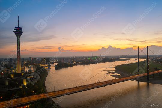 Dusseldorf old town and Tv Tower at sunset  : Stock Photo or Stock Video Download rcfotostock photos, images and assets rcfotostock | RC Photo Stock.: