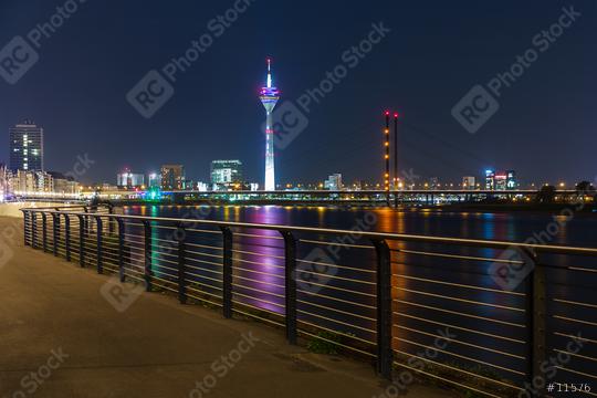 Dusseldorf rhine Promenade at night  : Stock Photo or Stock Video Download rcfotostock photos, images and assets rcfotostock | RC Photo Stock.: