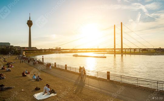 dusseldorf rhine shore at summer sunset  : Stock Photo or Stock Video Download rcfotostock photos, images and assets rcfotostock | RC Photo Stock.:
