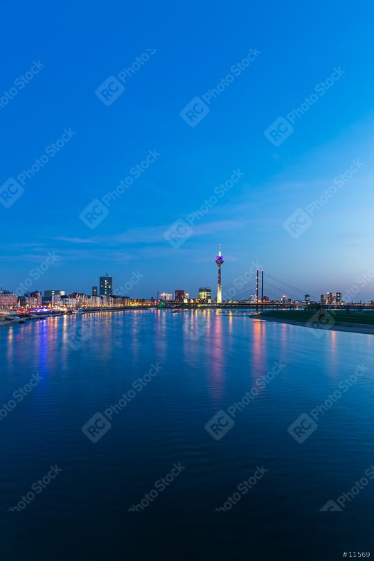 Dusseldorf skyline at blue hour night at the rhine river  : Stock Photo or Stock Video Download rcfotostock photos, images and assets rcfotostock | RC Photo Stock.:
