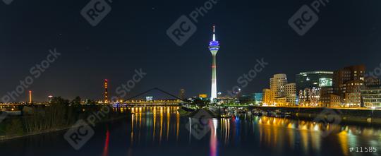 Dusseldorf with media harbor at night panorama   : Stock Photo or Stock Video Download rcfotostock photos, images and assets rcfotostock | RC Photo Stock.: