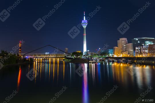 Dusseldorf with view on media harbor at night  : Stock Photo or Stock Video Download rcfotostock photos, images and assets rcfotostock | RC Photo Stock.: