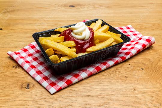 dutch fries with ketchup and mayonnaise  : Stock Photo or Stock Video Download rcfotostock photos, images and assets rcfotostock | RC Photo Stock.: