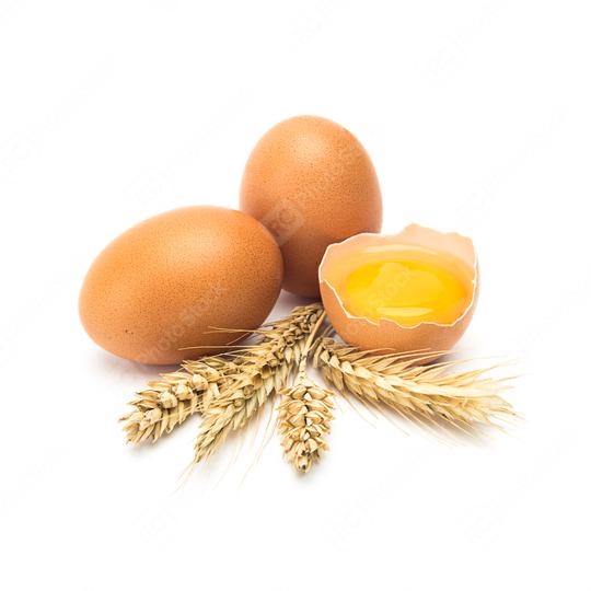 eggs with grain ears on white  : Stock Photo or Stock Video Download rcfotostock photos, images and assets rcfotostock | RC Photo Stock.: