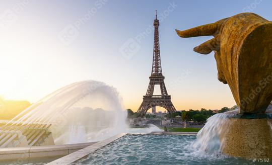 Eiffel Tower and fountain at Jardins du Trocadero at sunrise in Paris, France  : Stock Photo or Stock Video Download rcfotostock photos, images and assets rcfotostock | RC Photo Stock.: