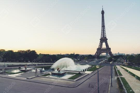 Eiffel tower in paris seen from Trocadero fountain square at sunrise  : Stock Photo or Stock Video Download rcfotostock photos, images and assets rcfotostock | RC Photo Stock.: