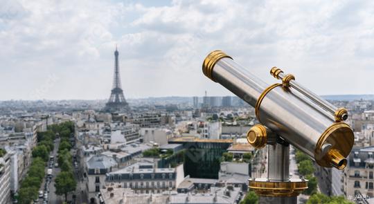 eiffel tower in paris with skyline Telescope view  : Stock Photo or Stock Video Download rcfotostock photos, images and assets rcfotostock | RC Photo Stock.: