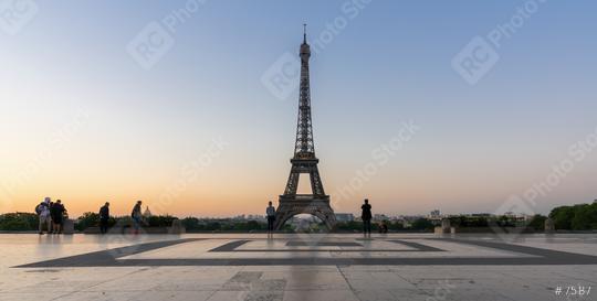 Eiffel tower seen from Trocadero square at sunrise  : Stock Photo or Stock Video Download rcfotostock photos, images and assets rcfotostock | RC Photo Stock.: