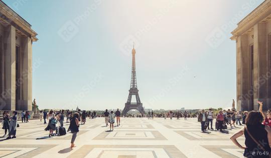 Eiffel tower seen from Trocadero square with crowd of people  : Stock Photo or Stock Video Download rcfotostock photos, images and assets rcfotostock | RC Photo Stock.: