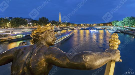 Eiffel Tower since Alexandre III Bridge in Paris, France at Night  : Stock Photo or Stock Video Download rcfotostock photos, images and assets rcfotostock | RC Photo Stock.: