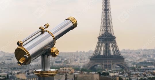 Eiffel tower view at sunset with Telescope, Paris. France  : Stock Photo or Stock Video Download rcfotostock photos, images and assets rcfotostock | RC Photo Stock.: